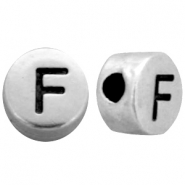 Metallook letterkralen letter F Antiek zilver