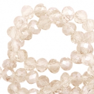 Top Facet kralen 4x3 mm disc Light champagne-pearl shine coating