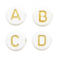 Letterkralen van acryl mix Off white-gold