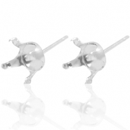 925 Zilver onderdelen oorstekers met setting voor Swarovski SS29 (6mm) Zilver
