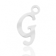 Roestvrij stalen (RVS) Stainless steel bedels initial G Zilver