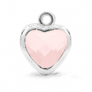 Hangers van crystal glas hart Rose alabaster-silver