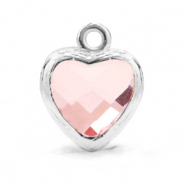 Hangers van crystal glas hart Light pink-silver