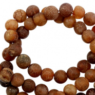 Natuursteen kralen chalcedoon (kwarts) 6mm mat Multicolour dark brown