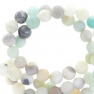 Natuursteen kralen chalcedoon (kwarts) 8mm mat Multicolour blue-grey