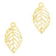 Roestvrij stalen (RVS) Stainless steel bedels leaf Goud
