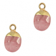 Natuursteen hangers kwarts Fruit dove pink-gold