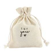 Sieraad zakje linnen "for you" Off white