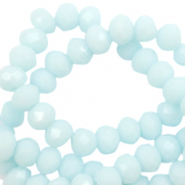 Top Facet kralen 3x2mm disc Bleached aqua blue-high shine coating
