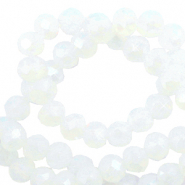 Top Facet kralen 3x2mm disc Brilliant white crystal-pearl shine coating