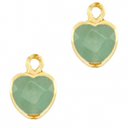 Natuursteen hangers hart Ocean green-gold