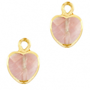 Natuursteen hangers hart Blossom pink-gold