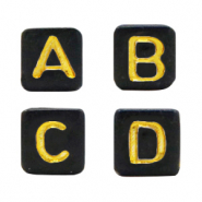 Letterkralen van acryl mix Black-gold