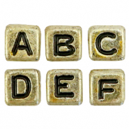 Letterkralen van acryl mix Gold-black