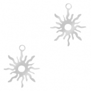 Roestvrij stalen (RVS) Stainless steel bedels zon Zilver