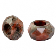 Natuursteen kralen graniet facet geslepen Coral red