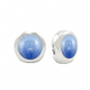 Kralen DQ metaal Pearl blue-antique silver (nikkelvrij)