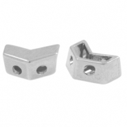 Kralen DQ metaal duo beads arrow Antiek zilver (nikkelvrij)