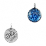 Bedels DQ metaal religieus muntje Antiek zilver-jeans blue transparant (nikkelvrij)
