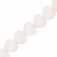 Natuursteen kralen hart Off white pink