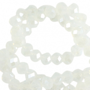 Top Facet kralen 8x6 mm disc Milky crystal-pearl shine coating