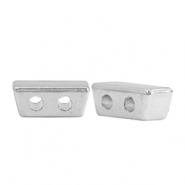 Kralen DQ metaal duo beads rechthoek Antiek zilver (nikkelvrij)