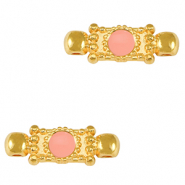 Bedels DQ metaal tussenstuk Goud-salmon pink (nikkelvrij)