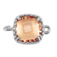Tussenstukken van crystal glas vierkant Peachy rose-silver