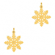 Roestvrij stalen (RVS) Stainless steel bedels sneeuwvlok Gold