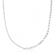 Roestvrij stalen (RVS) Stainless steel kettingen Zilver-crystal