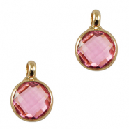 Hangers van crystal glas 7mm Pink-gold