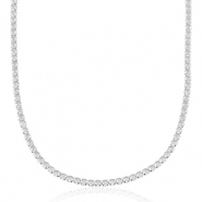 Roestvrij stalen (RVS) Stainless steel kettingen Zilver-crystal