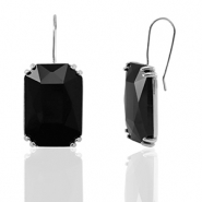 Oorbellen / oorstekers van Crystal Glass rechthoek Black-silver