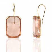 Oorbellen / oorstekers van Crystal Glass rechthoek Peach-gold