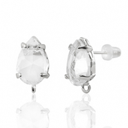 Oorbellen / oorstekers van Crystal Glass met oogje druppel Crystal-silver