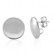 Roestvrij stalen (RVS) Stainless steel onderdelen oorbellen / oorstekers met oogje 15mm Silver