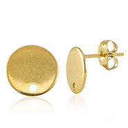 Roestvrij stalen (RVS) Stainless steel onderdelen oorbellen / oorstekers met oogje 10mm Gold