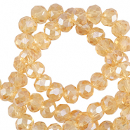 Top Facet kralen 8x6mm disc Marigold yellow-pearl shine coating