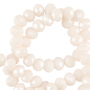 Top Facet kralen 4x3mm disc Vanilla white-pearl shine coating