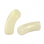Acryl tube kralen shiny Golden off white