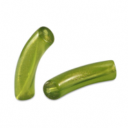 Acryl tube kralen shiny Golden olive green