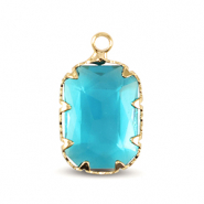 Hangers van Crystal Glass rechthoek Aquamarine blue-gold