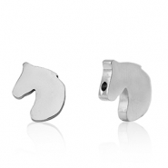 Roestvrij stalen (RVS) Stainless steel kralen paard Silver