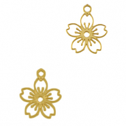Roestvrij stalen (RVS) Stainless steel bedels bloem Gold