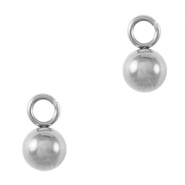 Roestvrij stalen (RVS) Stainless steel bedels bal 4mm Silver