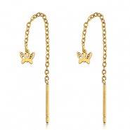 Roestvrij stalen (RVS) Stainless steel oorbellen vlinder Gold