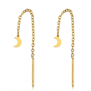 Roestvrij stalen (RVS) Stainless steel oorbellen maan Gold