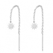 Roestvrij stalen (RVS) Stainless steel oorbellen zon Silver