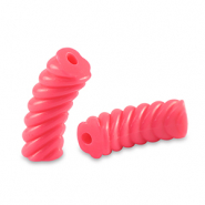 Acryl tube kralen twisted Neon coral red