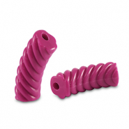 Acryl tube kralen twisted Magenta pink
